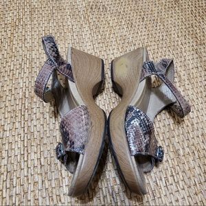 Dansko Snake Skin Print Ankle Strap Buckle Sandal